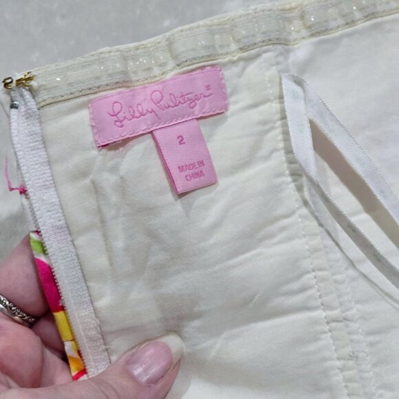 Lilly Pulitzer ✦ Strapless Patchwork Dress ✦ Pink Green Floral Stripe Cotton 2 - Picture 9 of 15